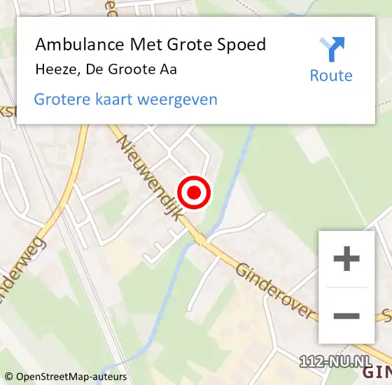 Locatie op kaart van de 112 melding: Ambulance Met Grote Spoed Naar Heeze, De Groote Aa op 28 maart 2020 17:14