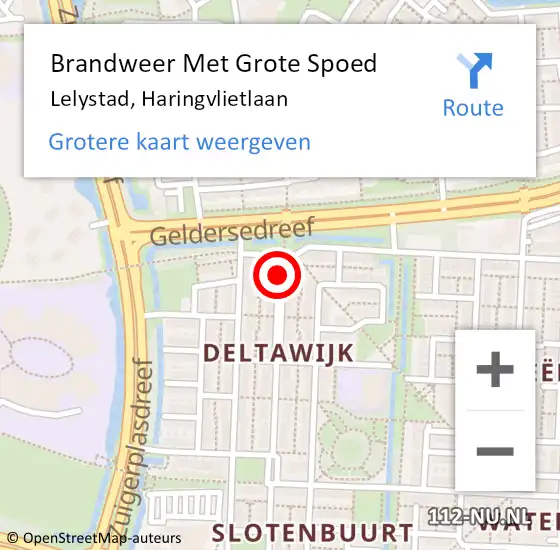 Locatie op kaart van de 112 melding: Brandweer Met Grote Spoed Naar Lelystad, Haringvlietlaan op 28 maart 2020 17:25