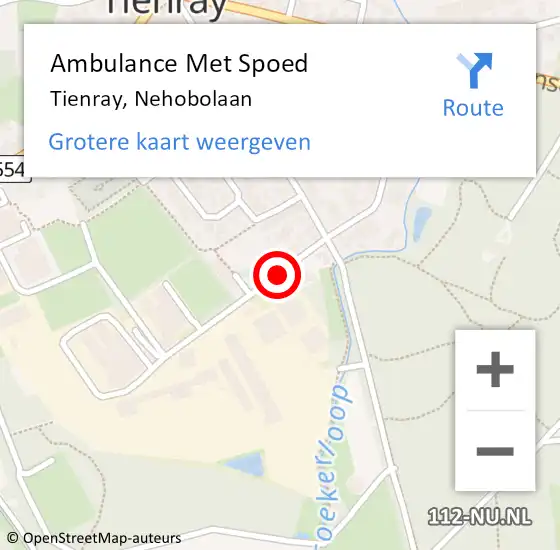 Locatie op kaart van de 112 melding: Ambulance Met Spoed Naar Tienray, Nehobolaan op 28 maart 2020 19:09