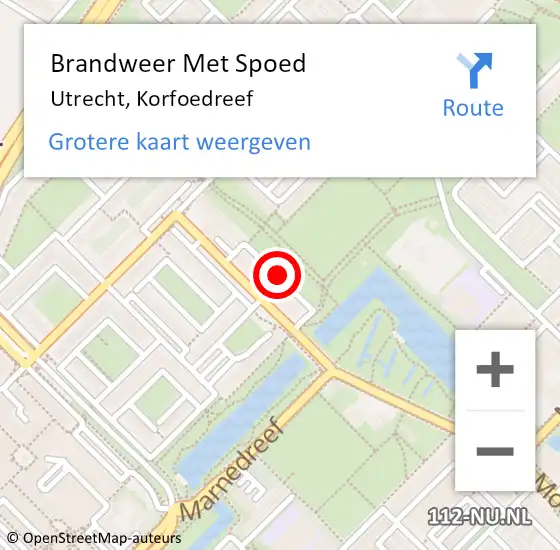 Locatie op kaart van de 112 melding: Brandweer Met Spoed Naar Utrecht, Korfoedreef op 28 maart 2020 19:47