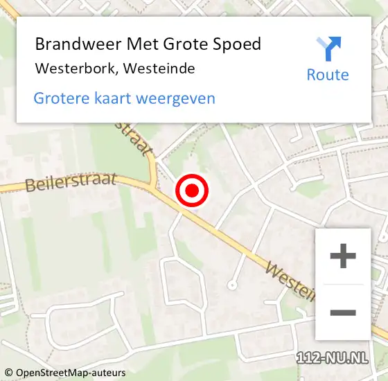 Locatie op kaart van de 112 melding: Brandweer Met Grote Spoed Naar Westerbork, Westeinde op 2 mei 2014 14:27