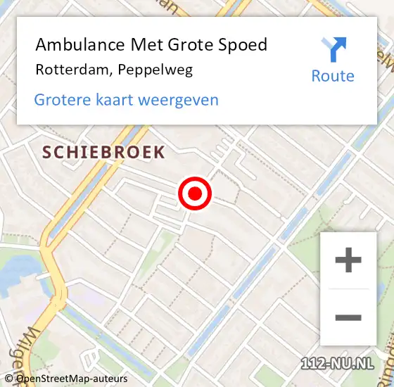 Locatie op kaart van de 112 melding: Ambulance Met Grote Spoed Naar Rotterdam, Peppelweg op 28 maart 2020 20:56