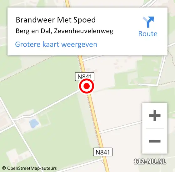 Locatie op kaart van de 112 melding: Brandweer Met Spoed Naar Berg en Dal, Zevenheuvelenweg op 28 maart 2020 21:23