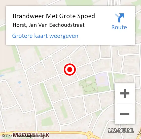 Locatie op kaart van de 112 melding: Brandweer Met Grote Spoed Naar Horst, Jan Van Eechoudstraat op 28 maart 2020 22:54