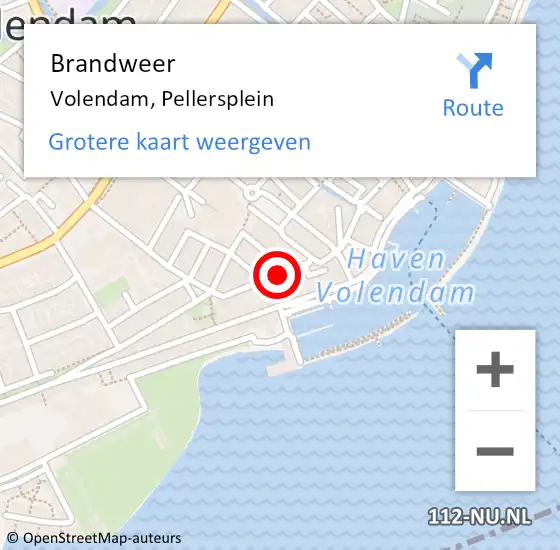 Locatie op kaart van de 112 melding: Brandweer Volendam, Pellersplein op 28 maart 2020 22:58