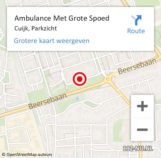 Locatie op kaart van de 112 melding: Ambulance Met Grote Spoed Naar Cuijk, Parkzicht op 28 maart 2020 23:06