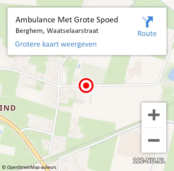 Locatie op kaart van de 112 melding: Ambulance Met Grote Spoed Naar Berghem, Waatselaarstraat op 28 maart 2020 23:08