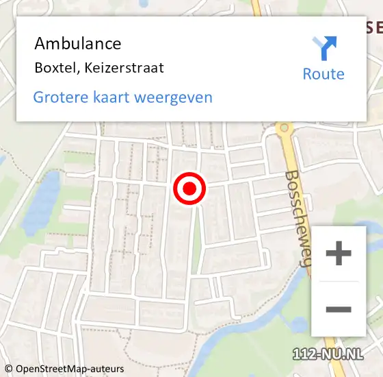 Locatie op kaart van de 112 melding: Ambulance Boxtel, Keizerstraat op 29 maart 2020 00:24