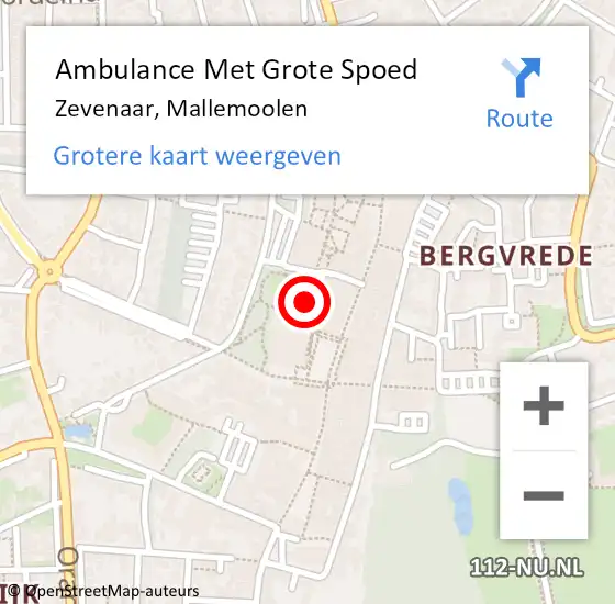 Locatie op kaart van de 112 melding: Ambulance Met Grote Spoed Naar Zevenaar, Mallemoolen op 29 maart 2020 00:25