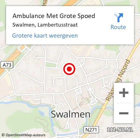 Locatie op kaart van de 112 melding: Ambulance Met Grote Spoed Naar Swalmen, Lambertusstraat op 29 maart 2020 03:25