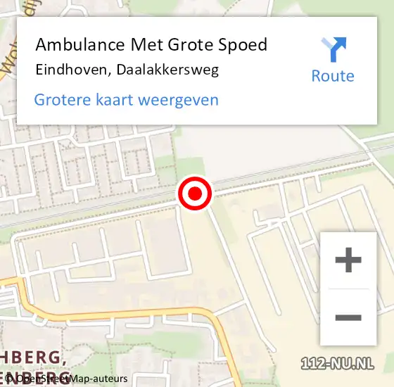 Locatie op kaart van de 112 melding: Ambulance Met Grote Spoed Naar Eindhoven, Daalakkersweg op 29 maart 2020 03:41