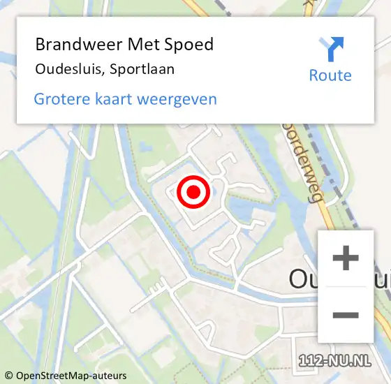 Locatie op kaart van de 112 melding: Brandweer Met Spoed Naar Oudesluis, Sportlaan op 29 maart 2020 05:02