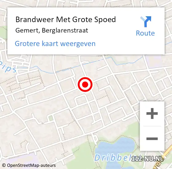 Locatie op kaart van de 112 melding: Brandweer Met Grote Spoed Naar Gemert, Berglarenstraat op 29 maart 2020 08:10