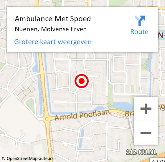 Locatie op kaart van de 112 melding: Ambulance Met Spoed Naar Nuenen, Molvense Erven op 29 maart 2020 09:05