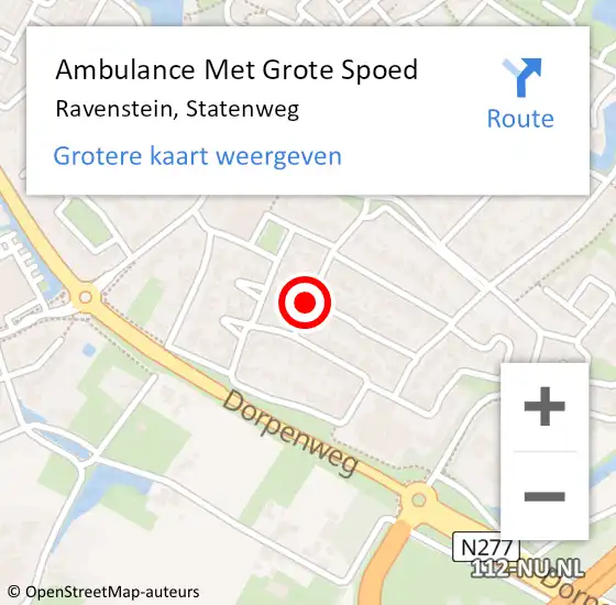 Locatie op kaart van de 112 melding: Ambulance Met Grote Spoed Naar Ravenstein, Statenweg op 29 maart 2020 09:28