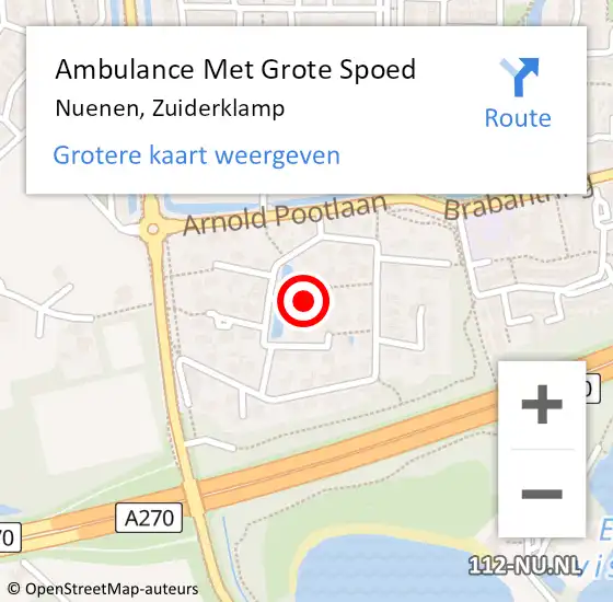 Locatie op kaart van de 112 melding: Ambulance Met Grote Spoed Naar Nuenen, Zuiderklamp op 29 maart 2020 09:38