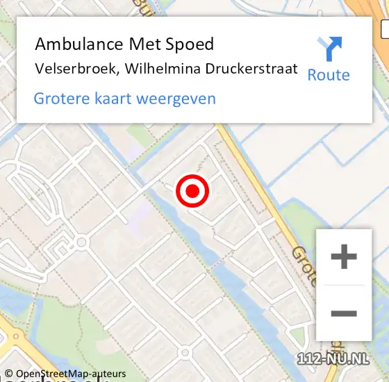 Locatie op kaart van de 112 melding: Ambulance Met Spoed Naar Velserbroek, Wilhelmina Druckerstraat op 29 maart 2020 10:36