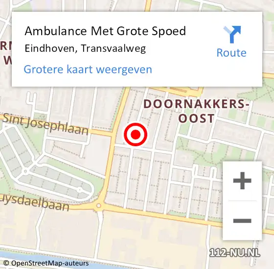 Locatie op kaart van de 112 melding: Ambulance Met Grote Spoed Naar Eindhoven, Transvaalweg op 29 maart 2020 11:13