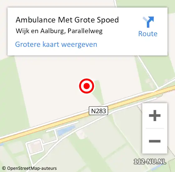 Locatie op kaart van de 112 melding: Ambulance Met Grote Spoed Naar Wijk en Aalburg, Parallelweg op 29 maart 2020 11:29