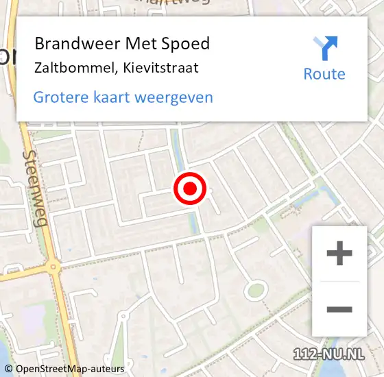 Locatie op kaart van de 112 melding: Brandweer Met Spoed Naar Zaltbommel, Kievitstraat op 29 maart 2020 12:00