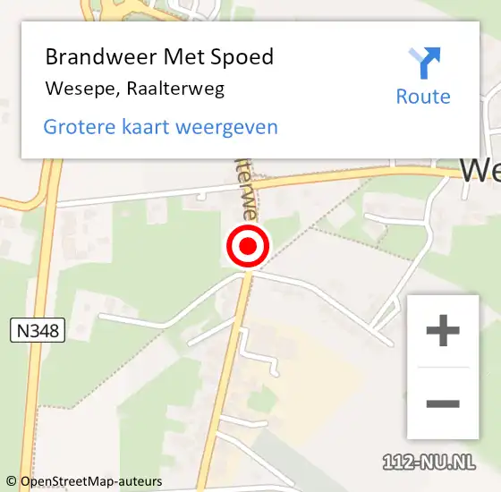 Locatie op kaart van de 112 melding: Brandweer Met Spoed Naar Wesepe, Raalterweg op 29 maart 2020 13:50