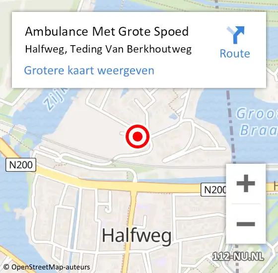 Locatie op kaart van de 112 melding: Ambulance Met Grote Spoed Naar Halfweg, Teding Van Berkhoutweg op 29 maart 2020 13:53