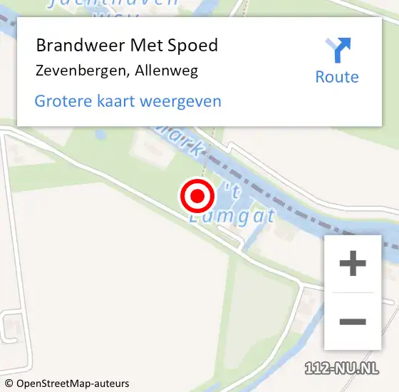 Locatie op kaart van de 112 melding: Brandweer Met Spoed Naar Zevenbergen, Allenweg op 29 maart 2020 14:06