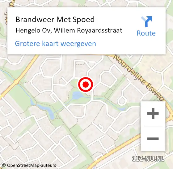 Locatie op kaart van de 112 melding: Brandweer Met Spoed Naar Hengelo Ov, Willem Royaardsstraat op 29 maart 2020 15:00