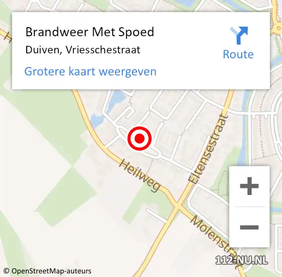 Locatie op kaart van de 112 melding: Brandweer Met Spoed Naar Duiven, Vriesschestraat op 29 maart 2020 16:10