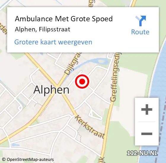 Locatie op kaart van de 112 melding: Ambulance Met Grote Spoed Naar Alphen, Filipsstraat op 29 maart 2020 16:16