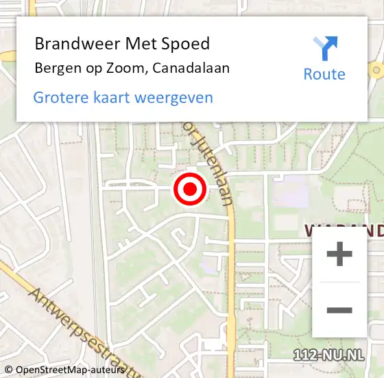 Locatie op kaart van de 112 melding: Brandweer Met Spoed Naar Bergen op Zoom, Canadalaan op 29 maart 2020 17:00