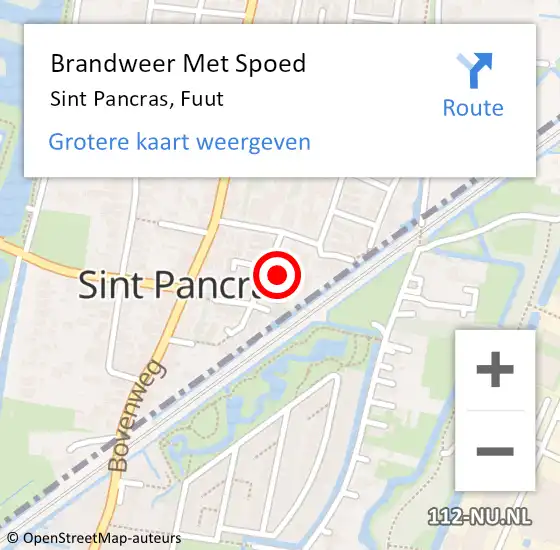 Locatie op kaart van de 112 melding: Brandweer Met Spoed Naar Sint Pancras, Fuut op 29 maart 2020 17:10