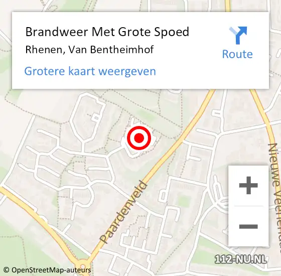 Locatie op kaart van de 112 melding: Brandweer Met Grote Spoed Naar Rhenen, Van Bentheimhof op 29 maart 2020 19:29