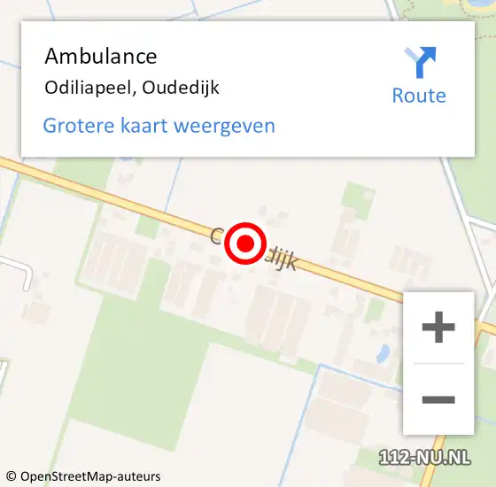 Locatie op kaart van de 112 melding: Ambulance Odiliapeel, Oudedijk op 29 maart 2020 19:54