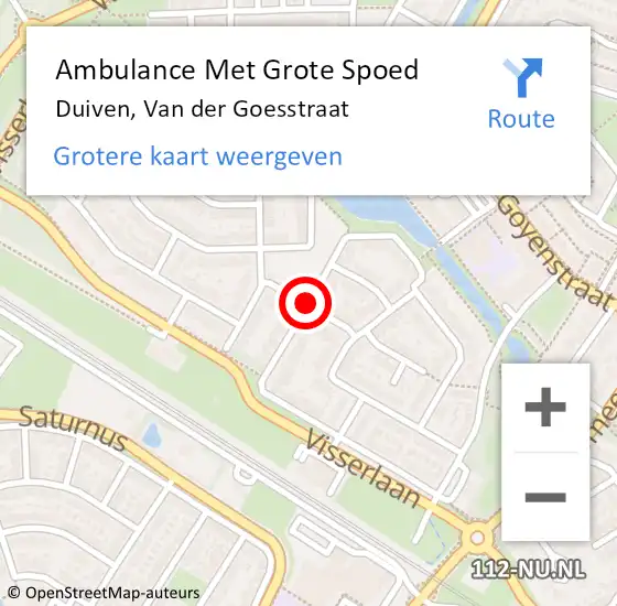 Locatie op kaart van de 112 melding: Ambulance Met Grote Spoed Naar Duiven, Van der Goesstraat op 29 maart 2020 21:15