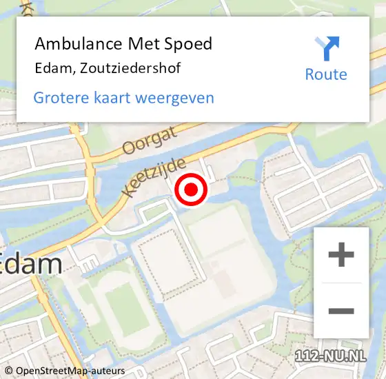 Locatie op kaart van de 112 melding: Ambulance Met Spoed Naar Edam, Zoutziedershof op 29 maart 2020 23:11