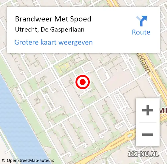 Locatie op kaart van de 112 melding: Brandweer Met Spoed Naar Utrecht, De Gasperilaan op 30 maart 2020 00:21