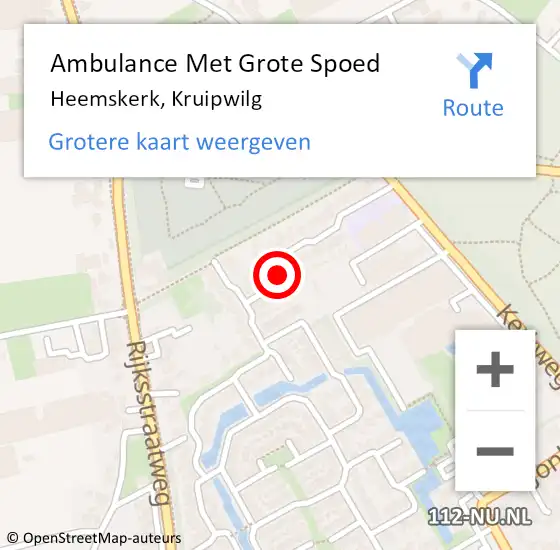 Locatie op kaart van de 112 melding: Ambulance Met Grote Spoed Naar Heemskerk, Kruipwilg op 30 maart 2020 04:38