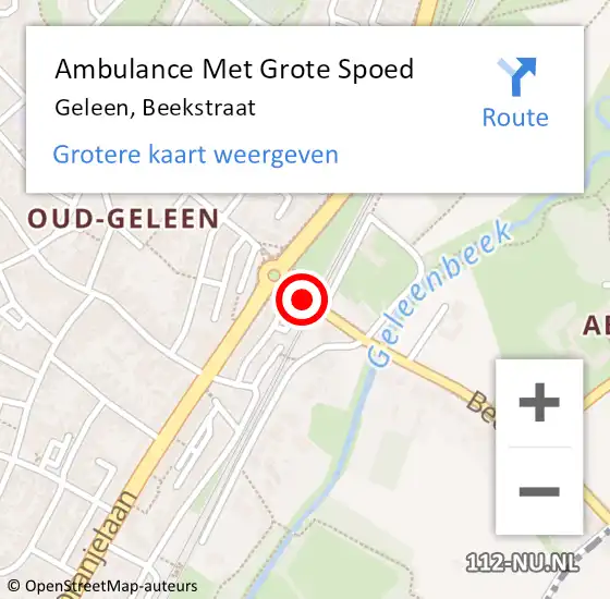 Locatie op kaart van de 112 melding: Ambulance Met Grote Spoed Naar Geleen, Beekstraat op 30 maart 2020 07:00