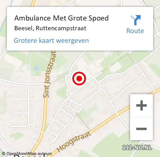 Locatie op kaart van de 112 melding: Ambulance Met Grote Spoed Naar Beesel, Ruttencampstraat op 30 maart 2020 07:36