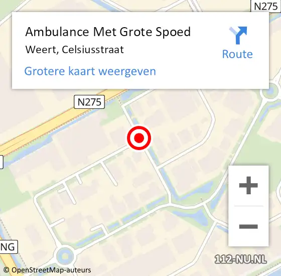 Locatie op kaart van de 112 melding: Ambulance Met Grote Spoed Naar Weert, Celsiusstraat op 30 maart 2020 08:04