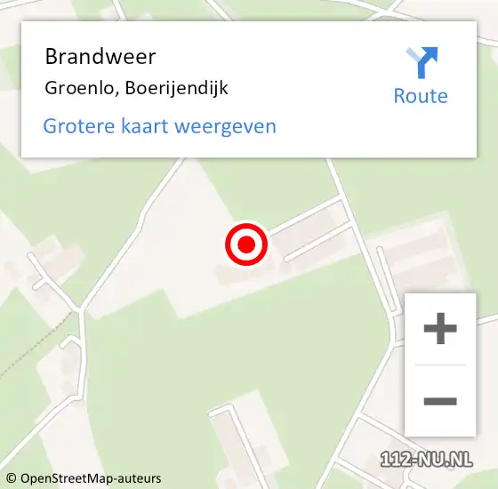 Locatie op kaart van de 112 melding: Brandweer Groenlo, Boerijendijk op 30 maart 2020 08:07