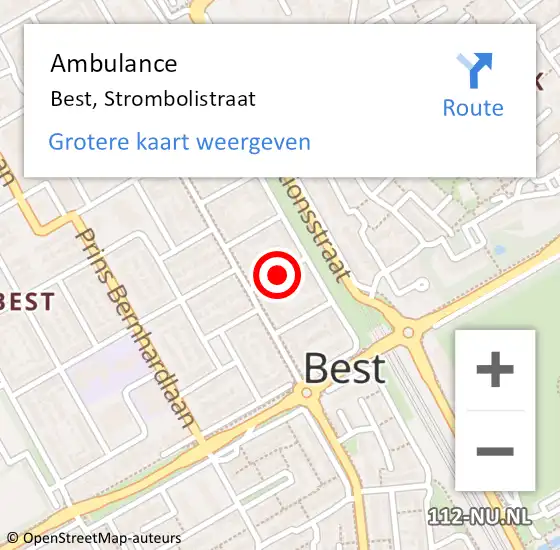 Locatie op kaart van de 112 melding: Ambulance Best, Strombolistraat op 30 maart 2020 08:17