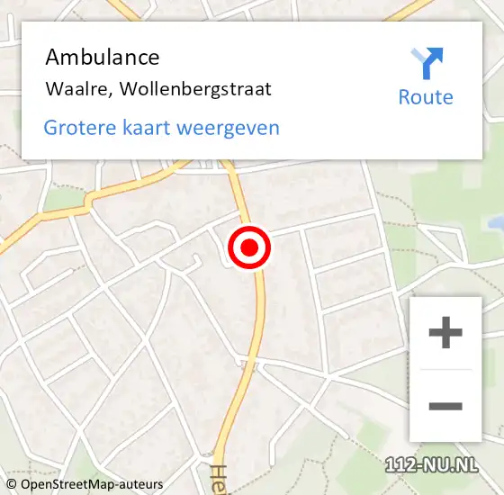 Locatie op kaart van de 112 melding: Ambulance Waalre, Wollenbergstraat op 30 maart 2020 09:20