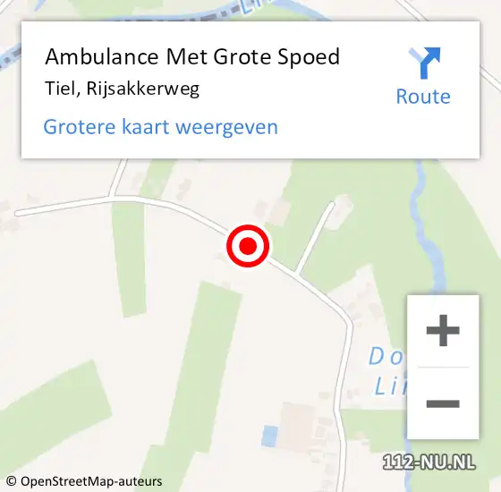 Locatie op kaart van de 112 melding: Ambulance Met Grote Spoed Naar Tiel, Rijsakkerweg op 30 maart 2020 10:06