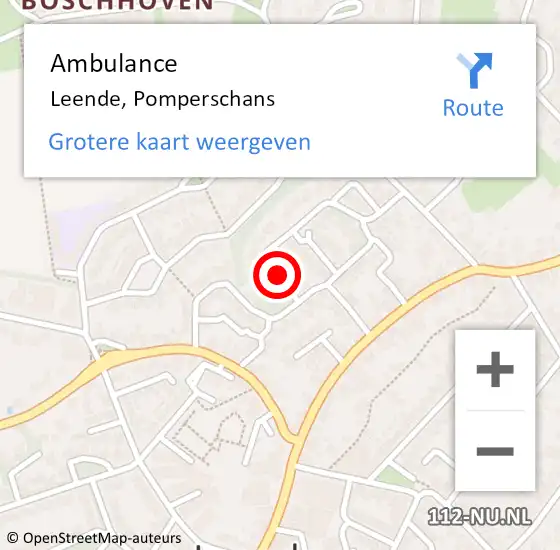 Locatie op kaart van de 112 melding: Ambulance Leende, Pomperschans op 30 maart 2020 10:34