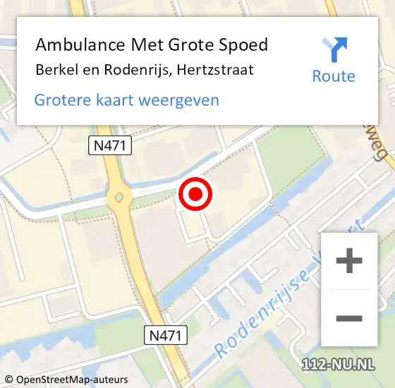 Locatie op kaart van de 112 melding: Ambulance Met Grote Spoed Naar Berkel en Rodenrijs, Hertzstraat op 30 maart 2020 10:49