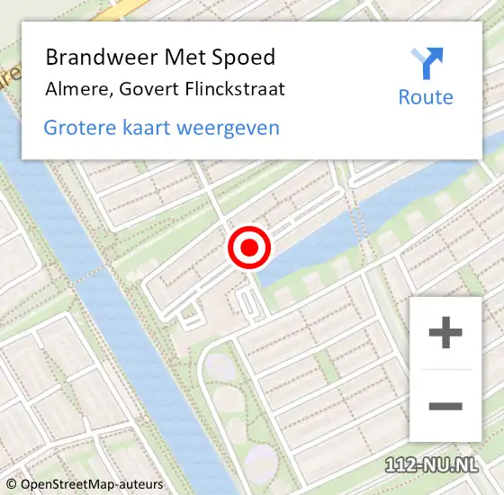 Locatie op kaart van de 112 melding: Brandweer Met Spoed Naar Almere, Govert Flinckstraat op 30 maart 2020 11:40