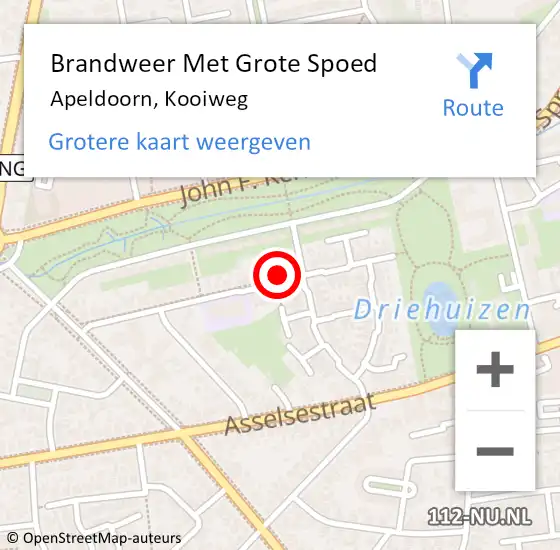 Locatie op kaart van de 112 melding: Brandweer Met Grote Spoed Naar Apeldoorn, Kooiweg op 30 maart 2020 11:49