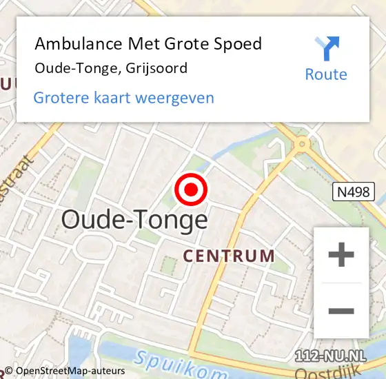 Locatie op kaart van de 112 melding: Ambulance Met Grote Spoed Naar Oude-Tonge, Grijsoord op 30 maart 2020 13:08